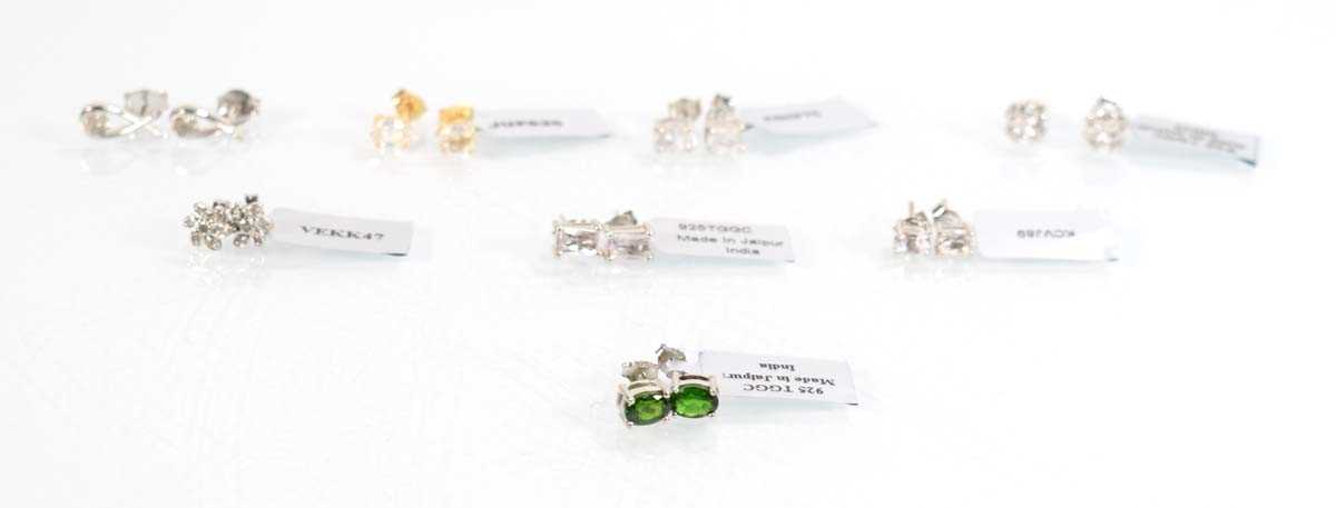 Lot 808 - Eight pairs of silver and silver gilt ear...