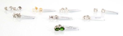 Lot 808 - Eight pairs of silver and silver gilt ear...