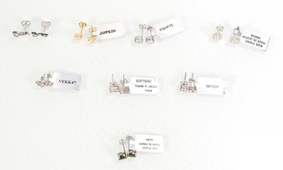 Lot 808 - Eight pairs of silver and silver gilt ear...