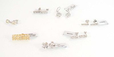 Lot 809 - Seven pairs of silver and silver gilt ear...