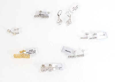 Lot 809 - Seven pairs of silver and silver gilt ear...