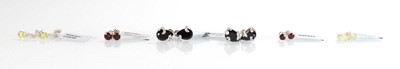 Lot 810 - Six pairs of silver ear studs, each set...