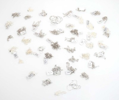 Lot 814 - Forty-four silver necklaces, various links and...
