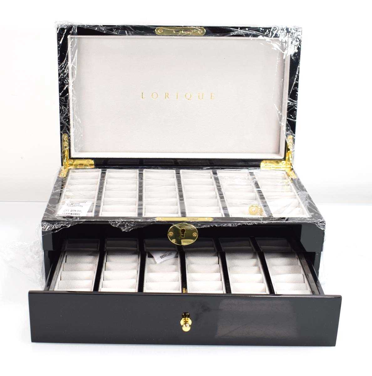 Lot 816 - A Lorlique black lacquer style two section...