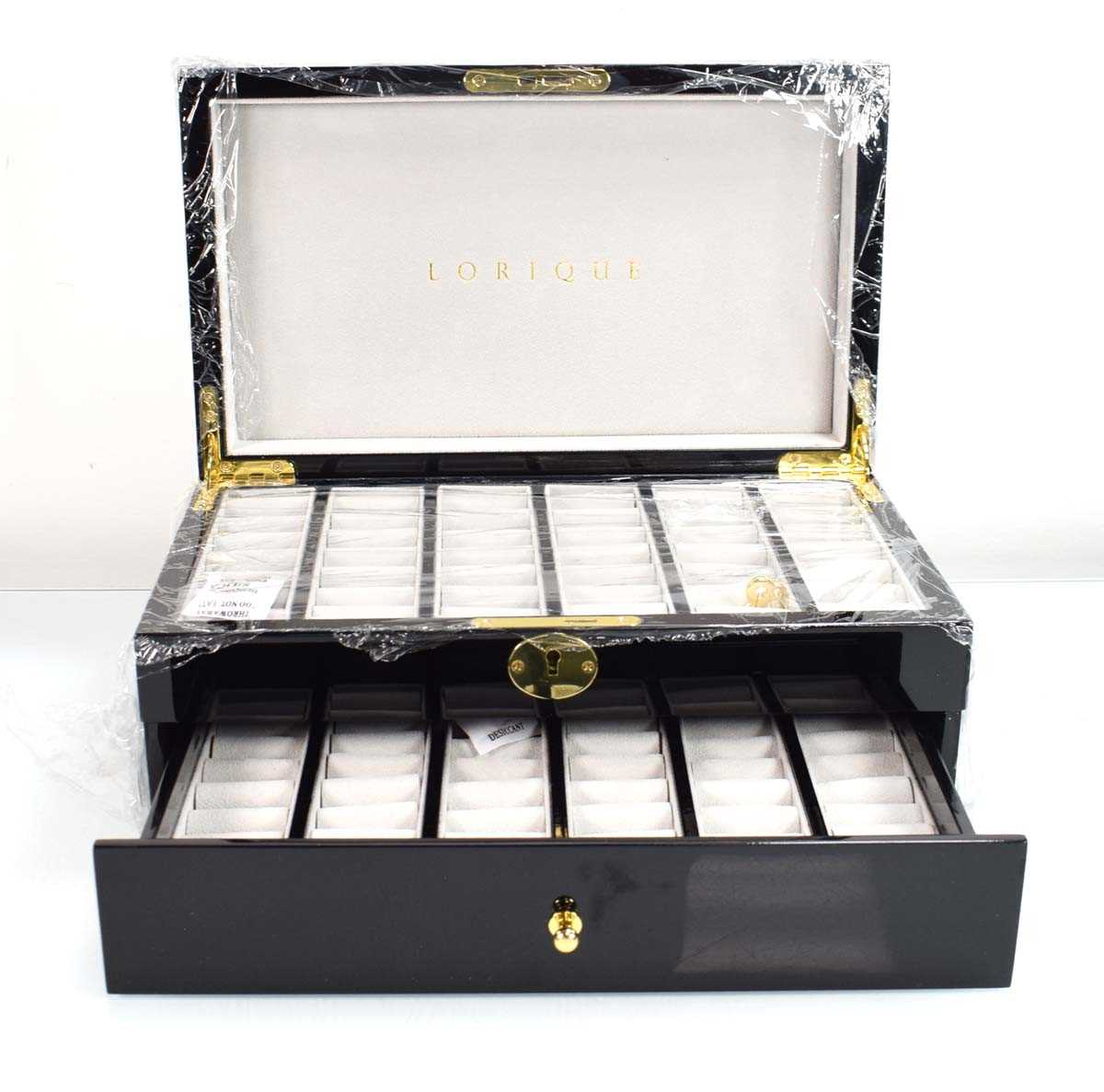 Lot 817 - A Lorlique black lacquer style two section...