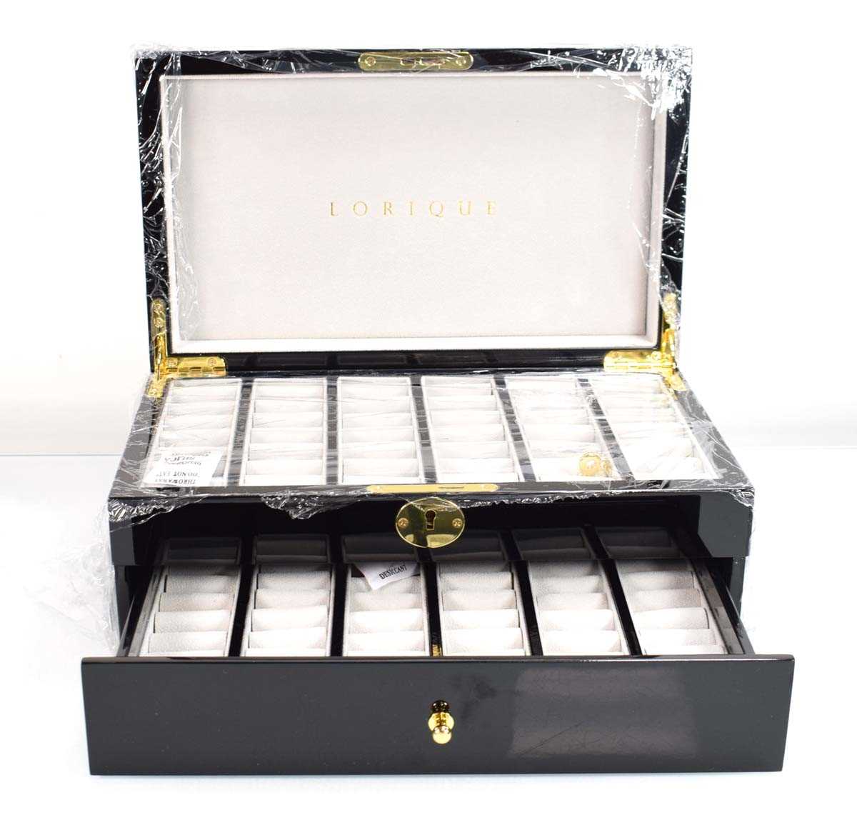 Lot 818 - A Lorlique black lacquer style two section...