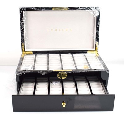 Lot 818 - A Lorlique black lacquer style two section...