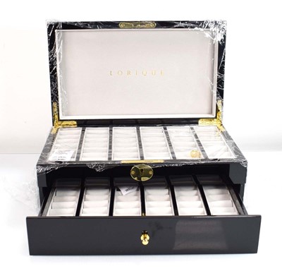 Lot 819 - A Lorlique black lacquer style two section...