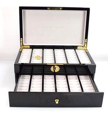 Lot 821 - A Lorlique black lacquer style two section...