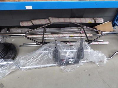 Lot 3340 - Body Power squatting bar, plus track bar and...