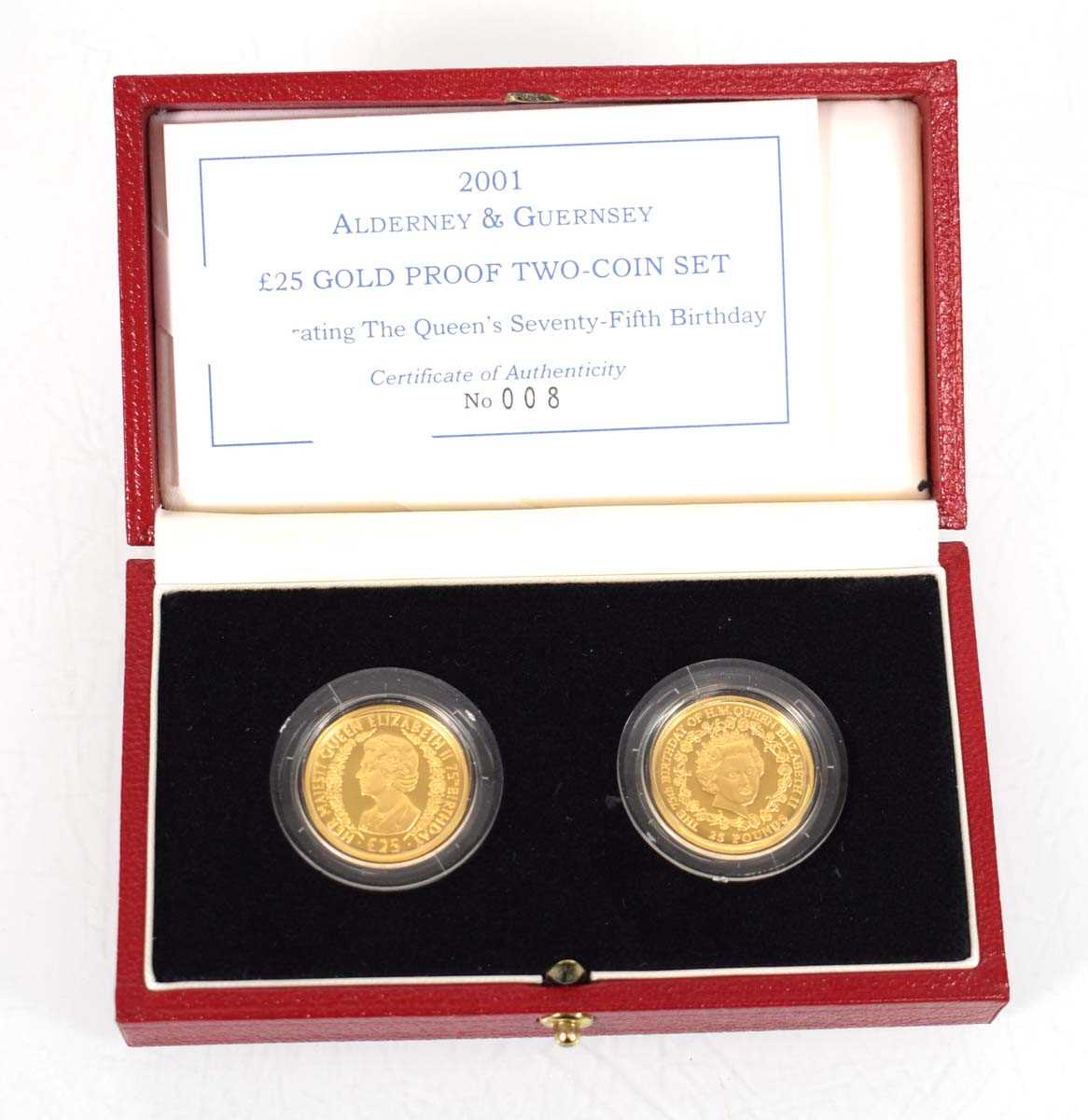 Lot A Royal Mint 2001 Alderney & Guernsey gold...