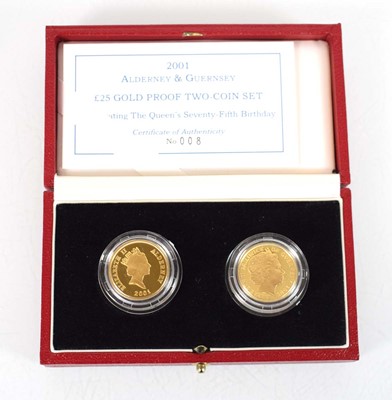 Lot A Royal Mint 2001 Alderney & Guernsey gold...
