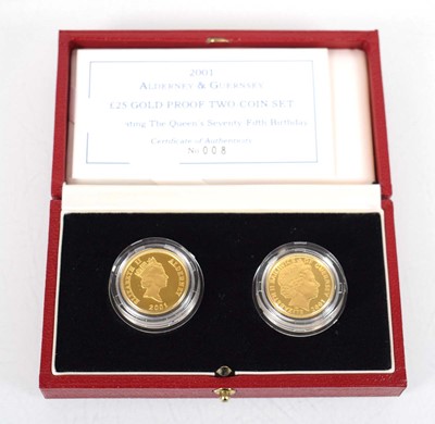 Lot A Royal Mint 2001 Alderney & Guernsey gold...