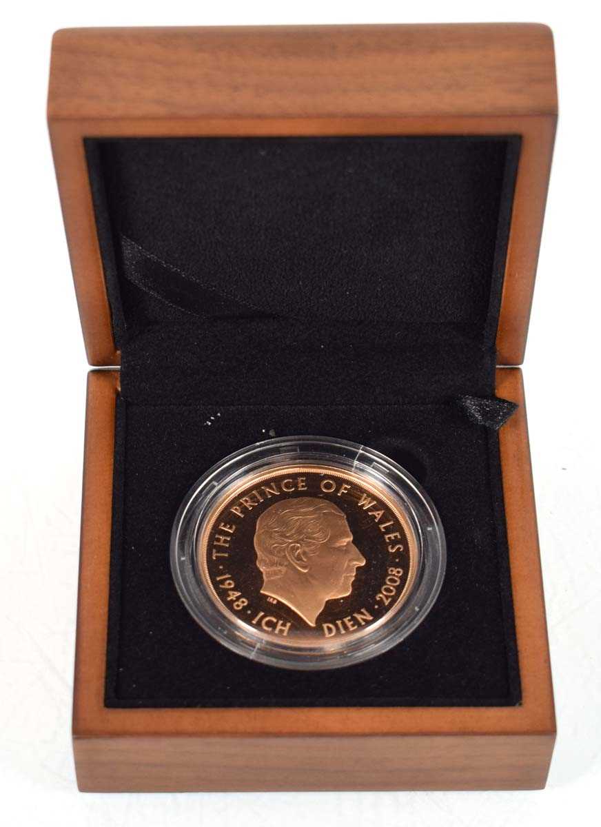 Lot A Royal Mint 2008 gold proof £5 coin...