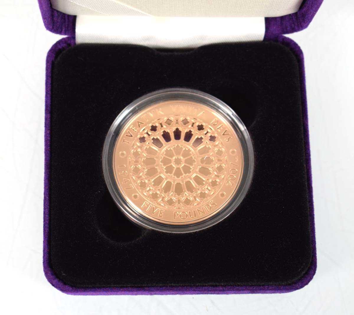 Lot A Royal Mint 2007 gold proof £5 coin...