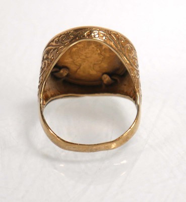 Lot 980 - A 9ct yellow gold signet ring set half...