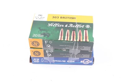 Lot 2525 - (S1) 59 x .303 Cartridges and 3 Lee Enfield...