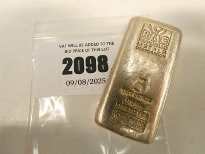 Lot 2098 - Republic Metals 5oz silver bar