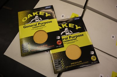 Lot 41 - Oakey sandpaper sheets, 5 pack medium 70 grade...