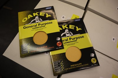 Lot 42 - Oakey sandpaper sheets, 5 pack medium 70 grade...