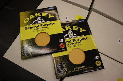 Lot 43 - Oakey sandpaper sheets, 5 pack medium 70 grade...