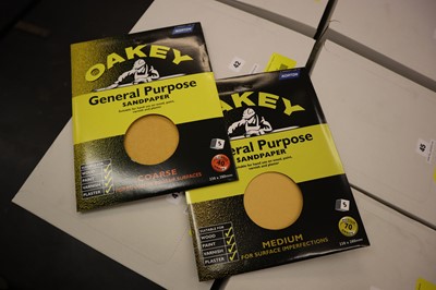 Lot 44 - Oakey sandpaper sheets, 5 pack medium 70 grade...