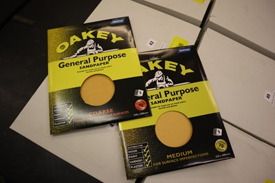 Lot 45 - Oakey sandpaper sheets, 5 pack medium 70 grade...