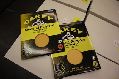 Lot 46 - Oakey sandpaper sheets, 5 pack medium 70 grade...