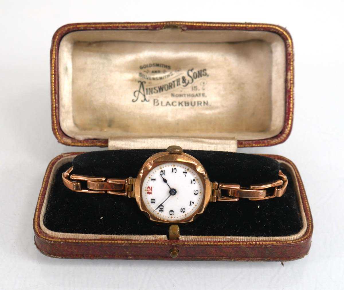 Lot 905 - A ladies 9ct yellow gold wristwatch by Imshi,...