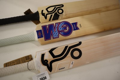 Lot 3x cricket bats, size 6; Kookaburra Ghost,...