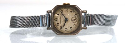 Lot 907 - A ladies silver wristwatch by Longines, the...