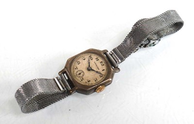 Lot 907 - A ladies silver wristwatch by Longines, the...
