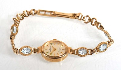 Lot 913 - A ladies 9ct yellow gold wristwatch by...