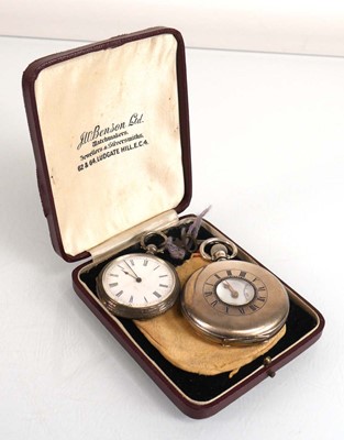 Lot 922 - A silver half hunter pocket watch by Benson,...