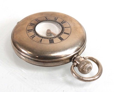 Lot 922 - A silver half hunter pocket watch by Benson,...