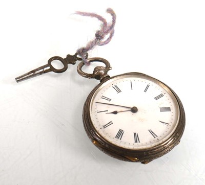 Lot 922 - A silver half hunter pocket watch by Benson,...
