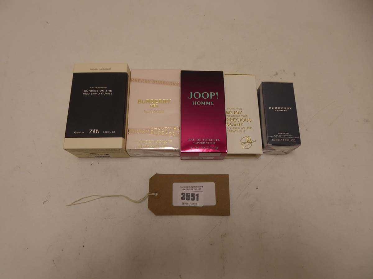 Lot 5x Perfumes to include Burberry, Zara, Joop!...