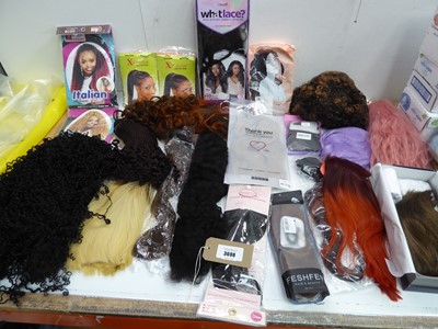 Lot 3698 - Selection of wigs, hair pieces and extensions...