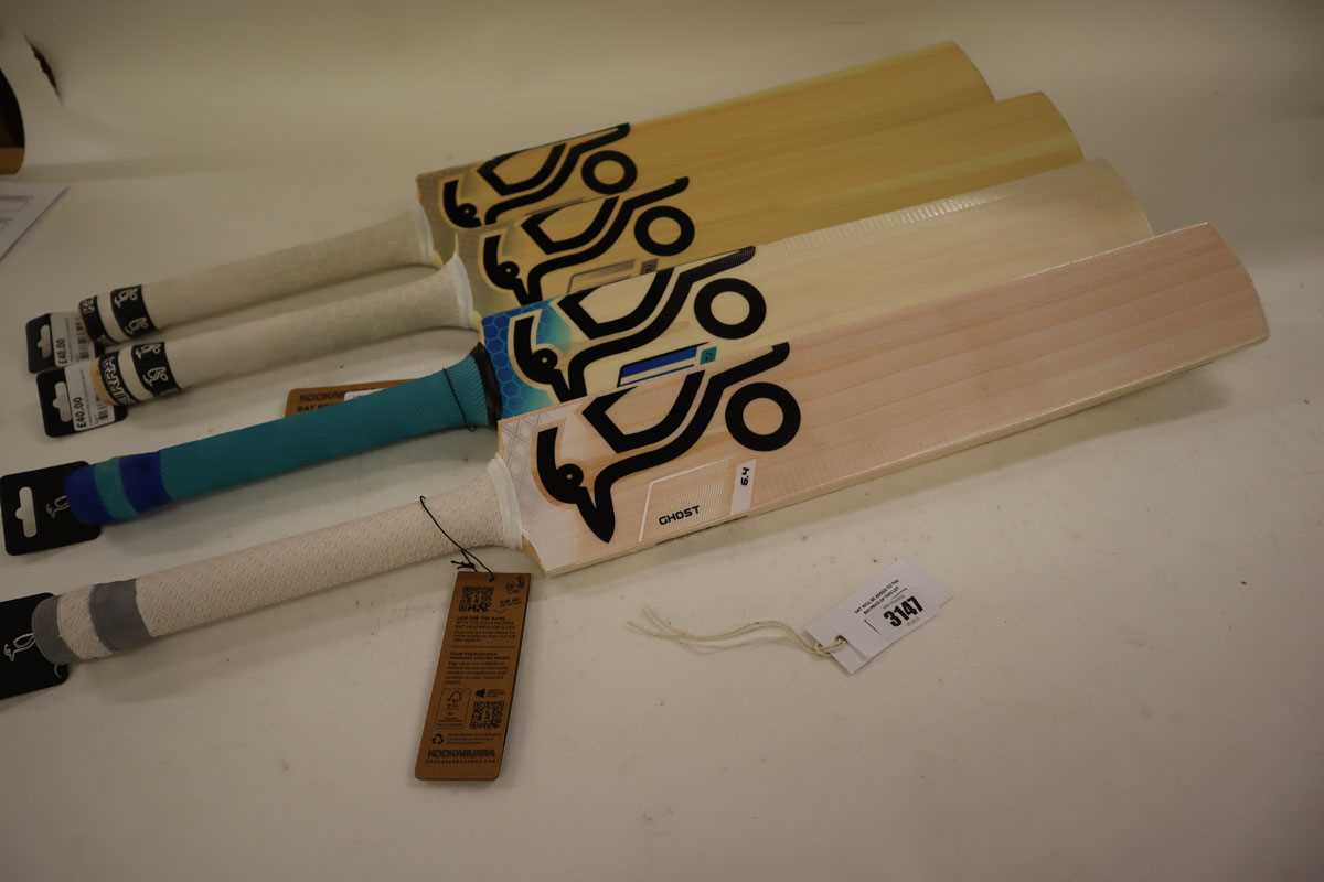 Lot 4x assorted Kookaburra junior cricket bats,...