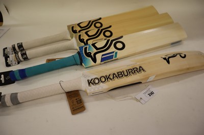 Lot 4x assorted Kookaburra junior cricket bats,...
