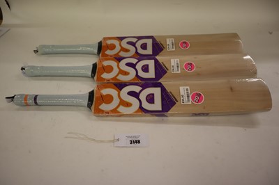 Lot 3x DSC Krunch cricket bats, 2x size 2, 1x size 1
