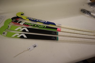 Lot 2x Mercian junior hockey sticks and 2x Genesis...
