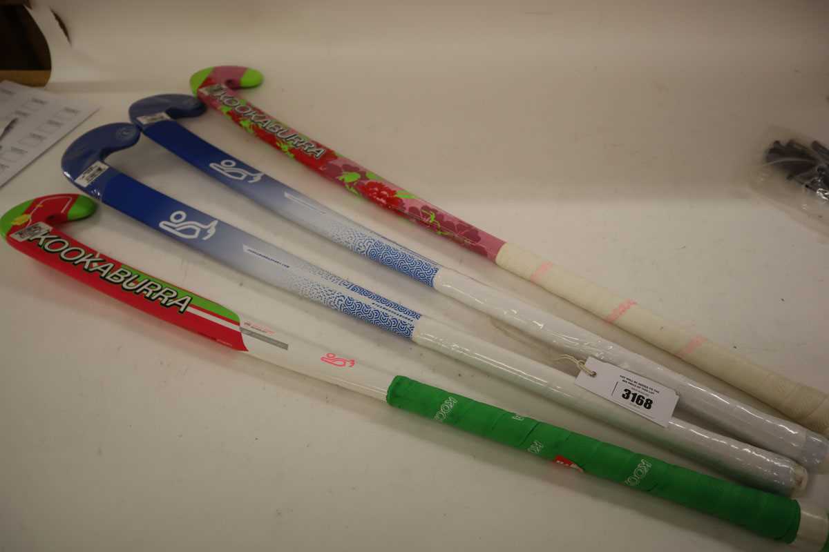 Lot 4x assorted Kookaburra hockey sticks