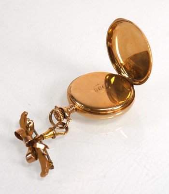 Lot 923 - A 14ct yellow gold full hunter fob watch by...