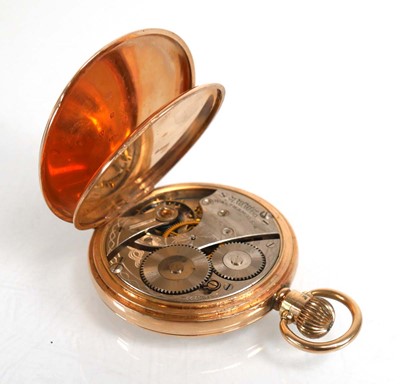 Lot 924 - A 9ct yellow gold full hunter pocket watch by...