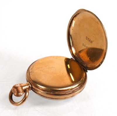 Lot 925 - A gold plated open face fob watch, the white...