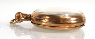 Lot 925 - A gold plated open face fob watch, the white...