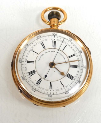 Lot 926 - An 18ct yellow gold open face centre seconds...