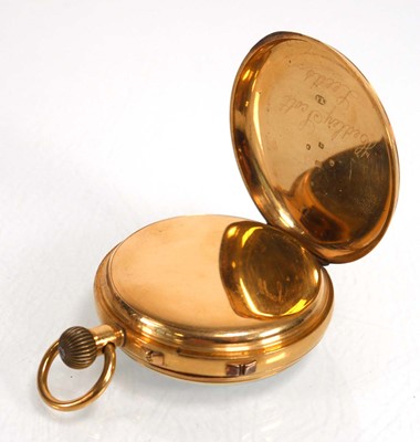 Lot 926 - An 18ct yellow gold open face centre seconds...