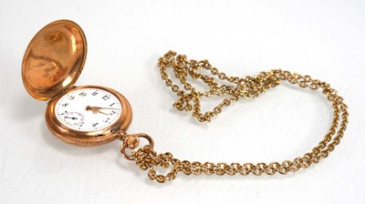 Lot 927 - A 14ct yellow gold fob watch, the white enamel...